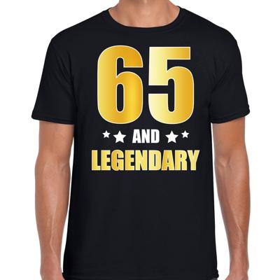 65 and legendary verjaardag cadeau t-shirt - zwart - gouden letters - heren - 65 jaar geworden