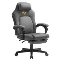 Ergonomische gamestoel met voetensteun en verstelbare zithoogte, Duifgrijs / Katoenmix