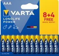 Varta batterij Longlife Power AAA, blister van 8 + 4