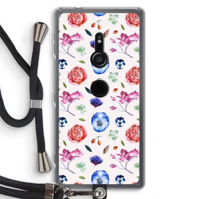 Bloemetjes: Sony Xperia XZ2 Transparant Hoesje met koord