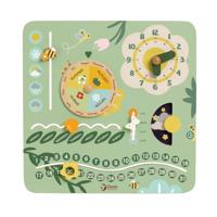 Classic World houten vintage kalender leerklok Classic World houten vintage kalender leerklok