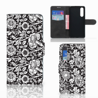 Huawei P30 Hoesje Black Flowers - thumbnail