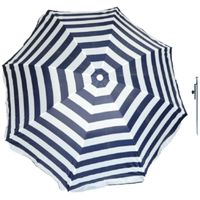 Parasol - blauw/wit - D180 cm - incl. draagtas - parasolharing - 49 cm