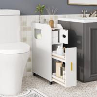 Kleine Badkamerkast 16 cm Smalle Organizer met Uittrekbare Lade Tissuebox Wit