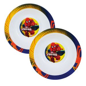 Set van 2x stuks diep kinder/peuter ontbijt bordje/kommetje Spiderman 16 cm