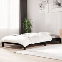 Bed stapelbaar 75x190 cm massief grenenhout zwart - thumbnail