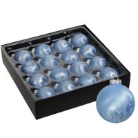 Luxe kleine kerstballen - 16x stuks - 4 cm - blauw - glas - ice finish