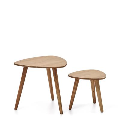 Kave Home Organische Bijzettafel 'Duvani' Acaciahout, Set van 2 stuks