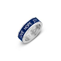 Key Moments Color 8KM R0016 50 Stalen Ring met Tekst Love Hope Joy Ringmaat 50 Zilverkleurig / Blauw