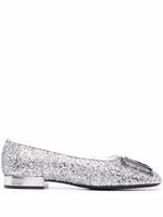 Ferragamo ballerines à plaque logo - Argent