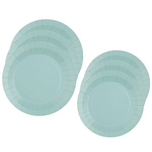 Feest/verjaardag bordjes set - 20x stuks - lichtblauw - 17 cm en 22 cm