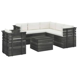 vidaXL 7-delige Loungeset met kussens pallet massief grenenhout