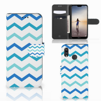 Huawei P20 Lite Telefoon Hoesje Zigzag Blauw