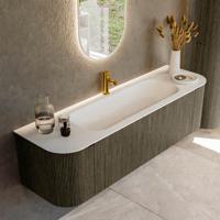 Badmeubel Mondiaz Kurve | 160 cm cm | Meubelkleur Shadow | Wastafelkleur Talc | Solid surface | Wasbak midden spoelbak | 1 kraangat