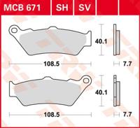 TRW Remblokken, en remschoenen voor de moto, MCB671 Allround organisch