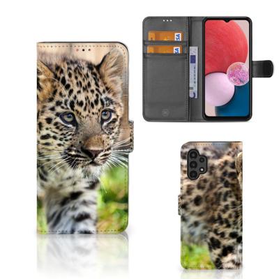 Samsung Galaxy A13 (4G) | Telefoonhoesje | Met pasjeshouder | Baby Luipaard