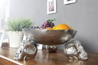 Design fruitschaal SKULL 35cm zilveren aluminium schedelschaal - 22917 - thumbnail