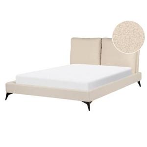 Beliani - MELLE - Tweepersoonsbed - Beige - 140 x 200 cm - Bouclé