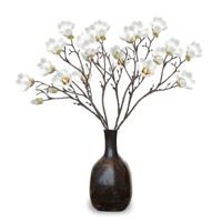 Kunstbloemen Magnolia tak - 4x - 65cm - creme wit - Kunst zijdebloemen