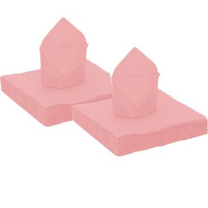 50x stuks feest servetten roze - 40 x 40 cm - papier