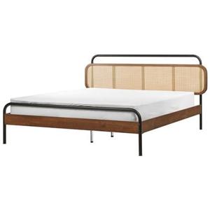 Beliani-BOUSSICOURT-Tweepersoonsbed-Bruin-160 x 200 cm-Rubberhout