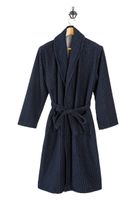 Zachte microvezel herenbadjas blauw - ruitrelief
