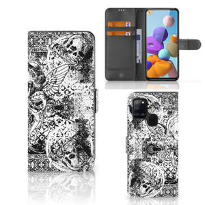 Telefoonhoesje met Naam Samsung Galaxy A21s Skulls Angel