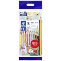 Staedtler Kleurpotlood Noris® jumbo 128 Ergonomisch, Driehoek 61 SET8 Geel, Huidkleuren, Oranje, Rood, Violet, Blauw, Lichtblauw, Groen, Bruin, Zwart 10 stuk(s)