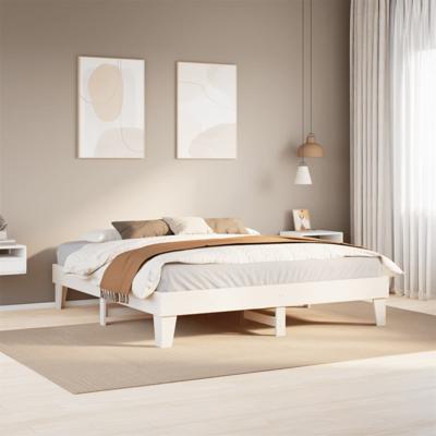 Bedframe zonder matras massief grenenhout wit 180x200 cm