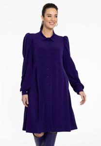 Yoek Jurk met pofmouw | Paars | Maat 58/60