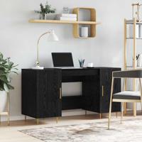 Bureau met plank met opslag Zwart eiken Bewerkt hout