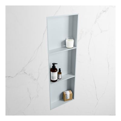 Wandnis Solid Surface Easy | In- en opbouw | 30x90x8 cm | 3 vakken | Clay