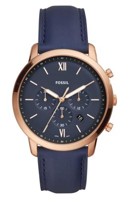 Fossil Heren Neutra FS5454 goud leer Japans chronograaf modehorloge