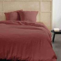 Bedset - TODAY - 123670 - 2 personen - 240x220cm - Effen katoenen gaas - Terracotta