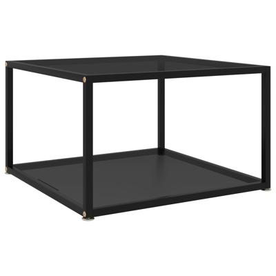 Salontafel 60x60x35 cm gehard glas zwart