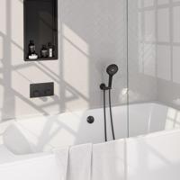 BRAUER Stripe Thermostatische Badkraan - drukknoppen - SET 04 - inbouw - badvulcombinatie - 3-standen handdouche - doucheslang - wandaansluitbocht - mat zwart 5-S-362