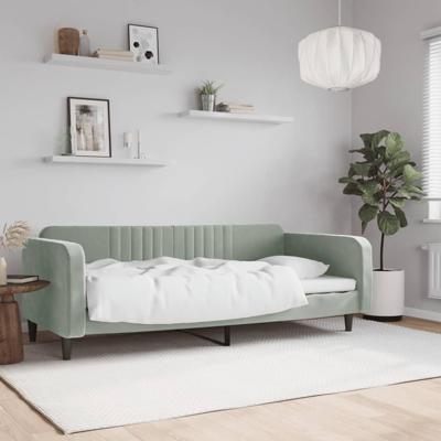Slaapbank 90x200 cm fluweel lichtgrijs