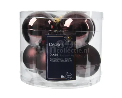 Kerstballen Glas Ø7cm Truffel Zwart 8st