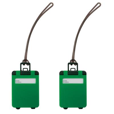 Kofferlabel - 2x - 9,5 cm - Reiskoffer reisaccessoires - groen - beschrijfbaar