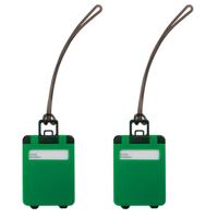 Kofferlabel - 2x - 9,5 cm - Reiskoffer reisaccessoires - groen - beschrijfbaar