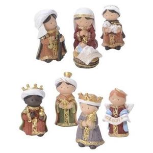 Kerststal beeldjes voor kinderen - 8x st - aardewerk - 8 cm - kinderkamer kerstfiguren