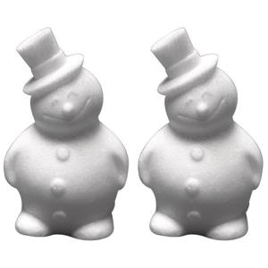 2x stuks piepschuim figuren sneeuwman 17 cm