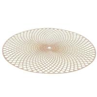 Decoris Placemat - 8x - goud - D38 cm - rond - polyurethaan leer - onderlegger - thumbnail