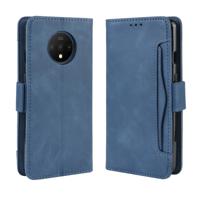 Voor OnePlus 7T portemonnee stijl huid voelen kalf patroon lederen draagtas met aparte kaartsleuf (blauw)