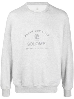Brunello Cucinelli sweat à logo brodé - Gris