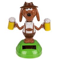 Solar bewegend figuur/beestje - Bierhond - bierpullen - bruin - kunststof - 11 cm