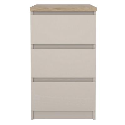 2e Halve Prijs Leen Bakker - Nachtkastje Naia - 3 Lades - Greige - Spaanplaat - Grijs#Beige - 50x40.4x70.1 Cm