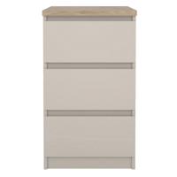 2e Halve Prijs Leen Bakker - Nachtkastje Naia - 3 Lades - Greige - Spaanplaat - Grijs#Beige - 50x40.4x70.1 Cm