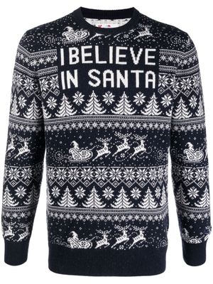 MC2 Saint Barth pull Santa en maille fine à col rond - Bleu