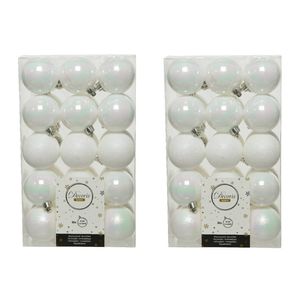 60x stuks kunststof kerstballen parelmoer wit (iris) 6 cm glans/mat/glitter - Kerstbal